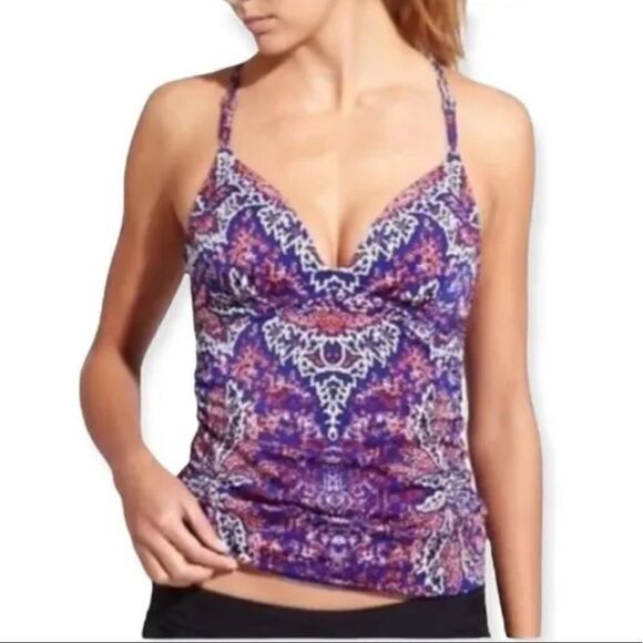 EUC ATHLETA AQUALUX STRAPPY MOLDED TANKINI PARADISE PRINT SIZE XS - Picture 1 of 10